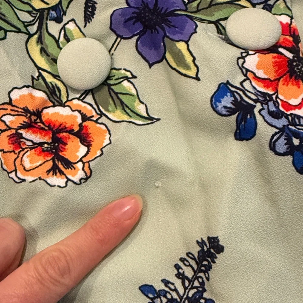 Modcloth Profound Pizzazz Mint Floral Trench Coat Size L - Picture 5 of 11